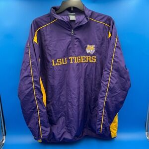 VTG Pro Edge LSU Tigers Quarter Zip Pullover Jacket Men's L G Purple Gold